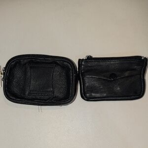 Elegant Black Leather Key & Card Holder Set